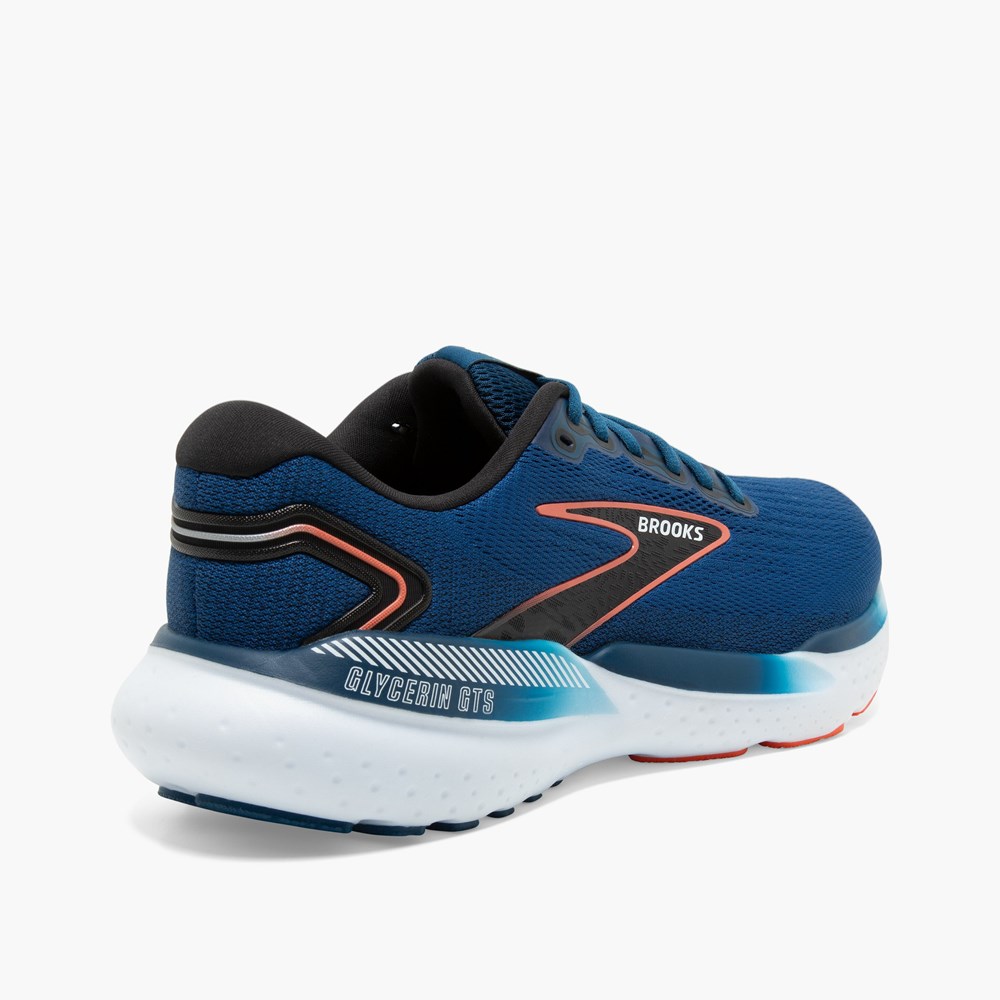 Chaussures Running Route Brooks Glycerin GTS 21 Bleu Noir Homme | AVY-0191645